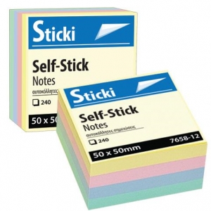 Αυτοκόλλητος Κύβος Sticki 50x50mm Pastel 240φ 7658-12